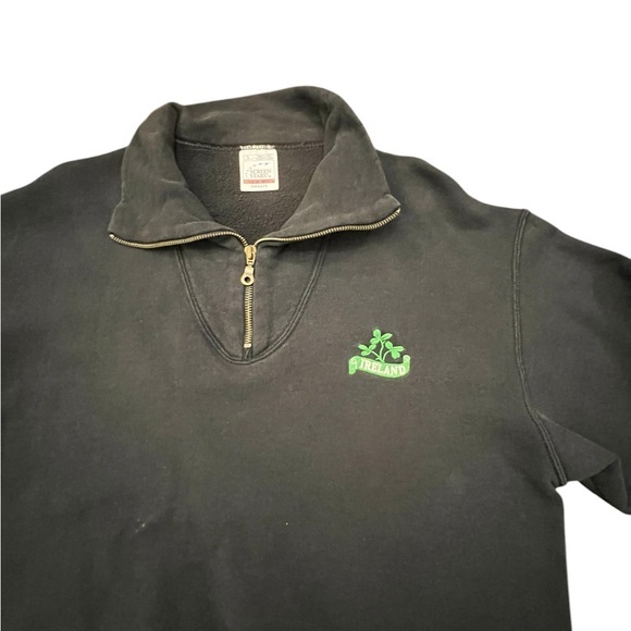 Vintage Pullover Sweatshirt 1/4 Zip IRELAND Black Fruit Of The Look Size Large - Picture 2 of 13